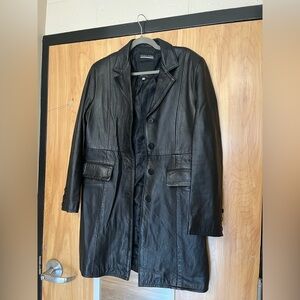 Trench Style Black Leather Jacket